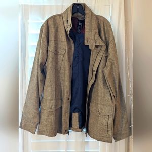 Kane and Unke Men's Tan Lined Linen Coat size 2xl